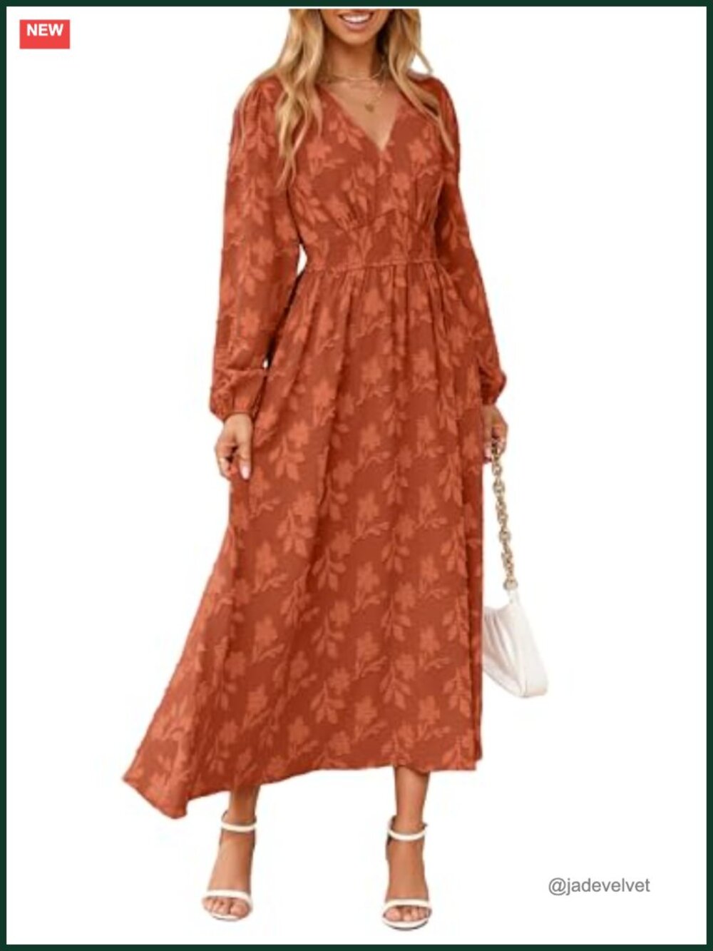 Boho Floral Long Sleeve Maxi Dress Empire Waist Wedding Guest with Pockets
